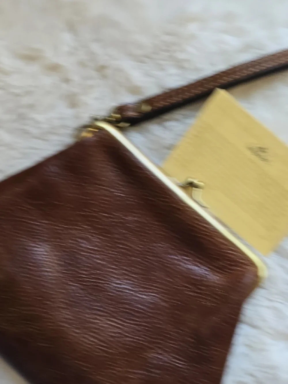 Patricia Nash Brown Pebbled Leather Kiss-Lock Wristlet